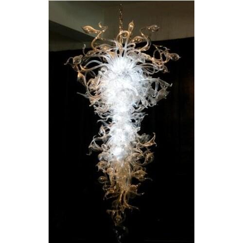 Art Gallery Transparent Clear Mouth Blown Glass Twisted Tail Glass Pipes Chandelier Lamps with LED bulbs