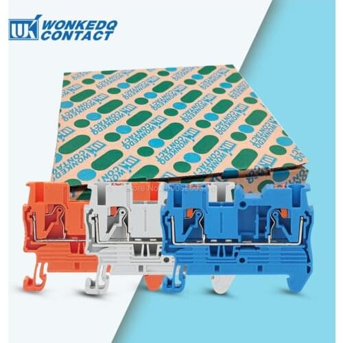 Din Rail Terminal Blocks PT-2.5 Push In Spring Screwless Electrical Junction Connector PT2.5 Wire Conductor 100pcs