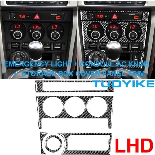 LHD RHD Carbon Fiber Console Emergency Light AC Air Conditioner Knob Storage Box Frame Cover For Toyota GT86 Subaru BRZ 2017-19