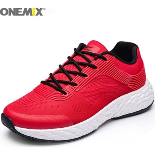 ONEMIX Casual Footwear Men Running Shoes Women Sneakers Comfortable Outdoor Jogging Walking Shoes Red Fashion Shoes