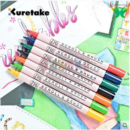 Kuretake 4/8 color Double head watercolor hand drawn marker ms-5000 hand account pen art character color animation painting pen