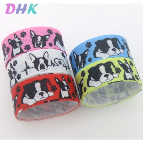 DHK 7/8'' 10yards dog Printed Grosgrain Ribbon Accessory Hairbow Headwear Decoration DIY Wholesale OEM B1969
