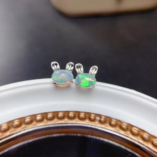 Personality Trend 100% Natural And Real Opal Earring 925 sterling silver Fine jewelry