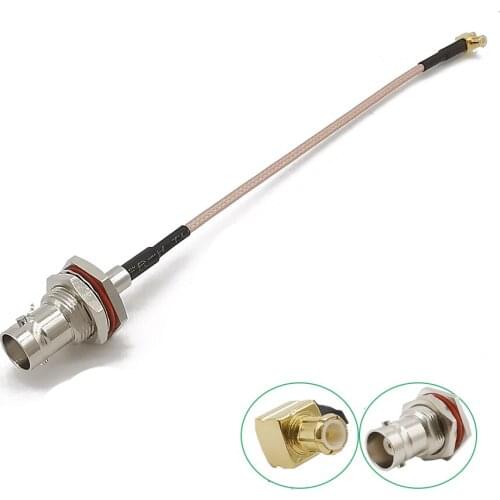 MCX Plug to BNC Female Jack Bulkhead Mount RG178 Extension Cable Coaxial RF Connector 50 Ohm BNC to Right Angle MCX Cord Adapter