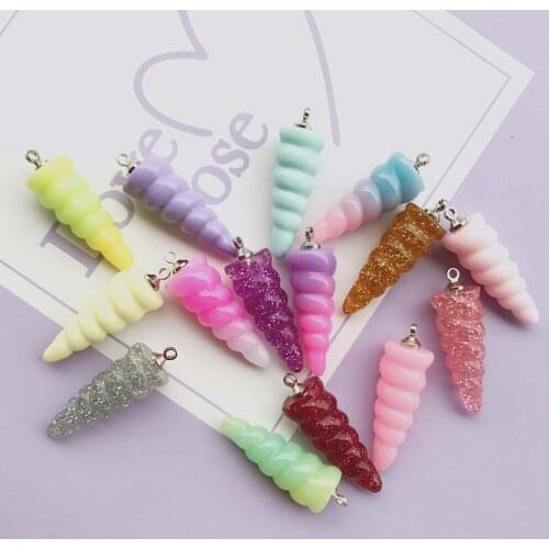 Mix 10pcs 9*25mm unicorn horn charms Unicorn Jewelry necklace pendant keychain charms for DIY You can only choose to 16 colors