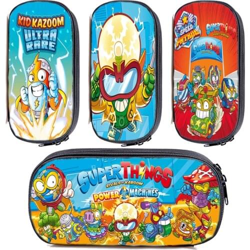 Cartoon Superzings Pencil Case Boy Girl Pen Bag Kids Stationery Storage Bag Anime Makeup Bag Super Things Pencil Box Child Gift