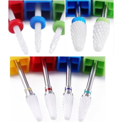Ceramic Nail Drill Bits Set Cylindrical Shaped Nail File Bit Manicure Pedicure Grinding Head for Nail Buffer Dead Skin Remover
