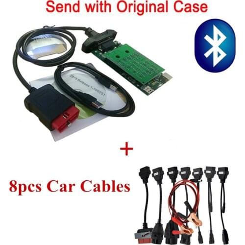 Software 2017R3 keygen NEW VCI VD DS150E CDP scanner bluetooth for delphis obd2 cars trucks diagnostic tools with 8 Pcs Cables