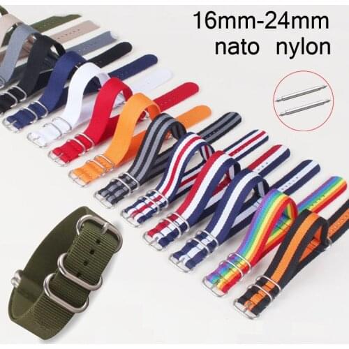 ZULU NATO Nylon Watch Strap 16mm 18mm 20mm 22mm 24mm Replacement Watch Band 5 Ring Canvas Watchbands Weave Wrist Bracelet Belt