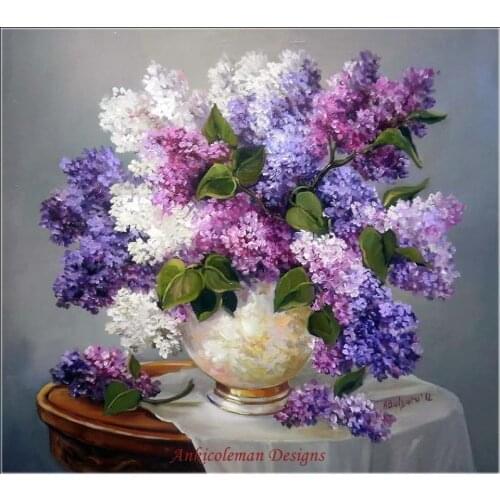 Needlework for embroidery DIY DMC High Quality - Counted Cross Stitch Kits 14 ct Oil painting - Lilacs in a Vase III