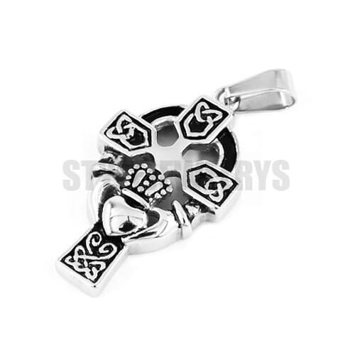 Claddagh Style Hand to Hold a Heart Cross Pendant Stainless Steel jewelry Celtic Knot Motor Biker Pendant SWP0365