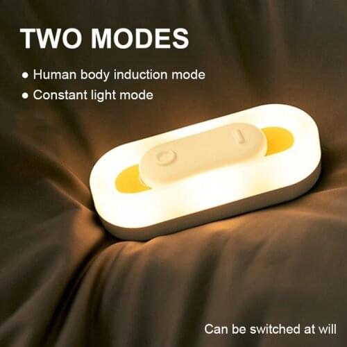 USB Rechargeable LED Night Light Intelligent Human Body Induction Wireless Night Lamp Bedside Lamp for Cabinet Wardrobe Lamp