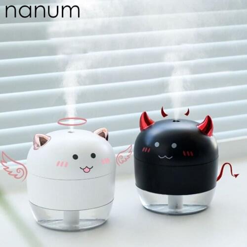 New Devil Angel Humidifier Mini Ultrasonic Humidifiers Led Night Light Aroma Essential Oil Diffuser USB Fogger Car Air freshener
