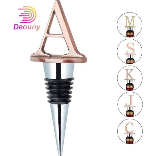 DEOUNY Bottle Plug Wine Stoppers Stainless Steel Letters Wine Stopper Silicone Reusable Wine Beverage Bar Kitchen Accessories