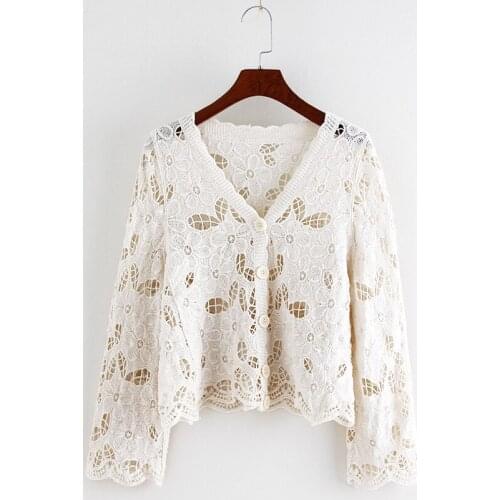 Hollow Knitted Sweater WomenS Short Cardigan Spring Summer Sun Protection Jacket In The Sleeves Temperament Small Jacket