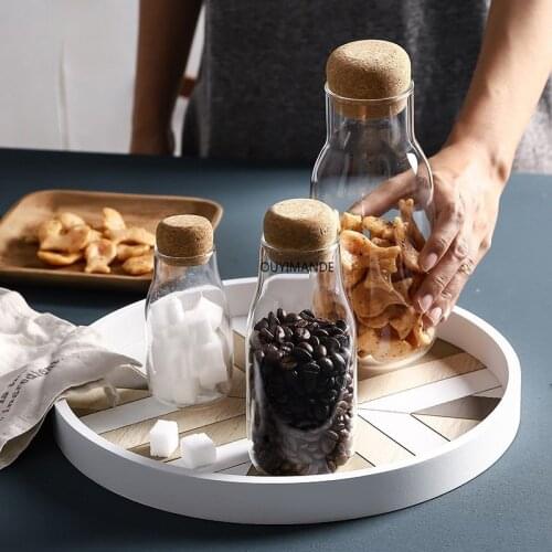 1PS Creative Kitchen Storage Bottles For Bulk Products Jars With Lid Spices Sugar Tea Coffee Glass Container Receive Organizer
