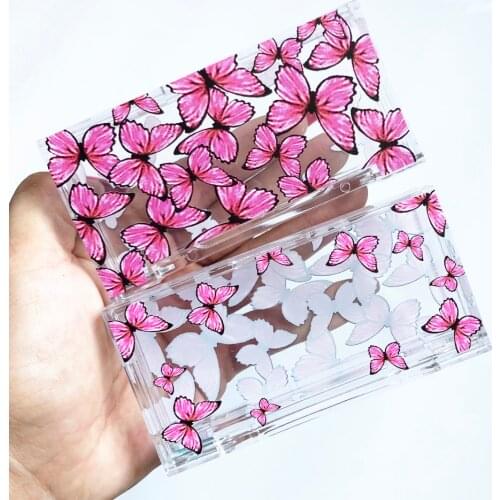 10/30/100/Pack Wholesale Lash Boxes Packaging Eyelash Box Package Custom Plastic Butterfly Faux Cils Makeup Storage Case Vendors