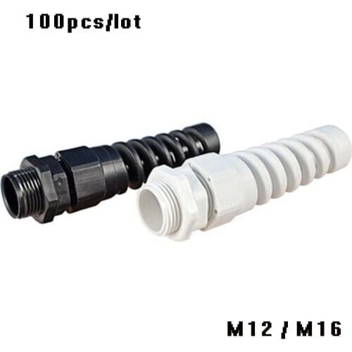100pcs M12 M16 Nylon rubber Cable conduit wire Glands thread waterproof Plastic cable connector sleeve Spiral wiring accessories