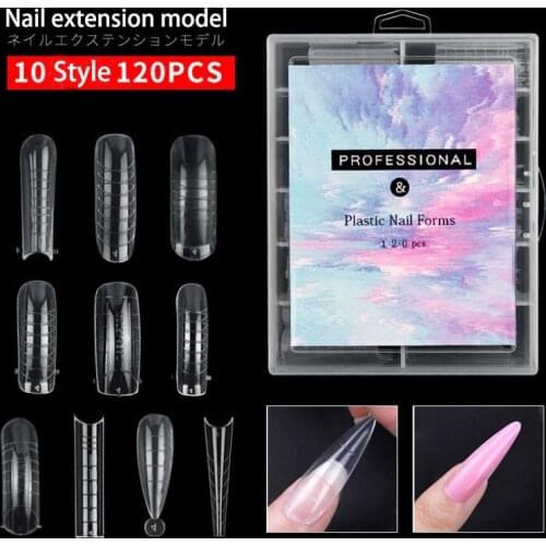 120pcs/Box Quick Building Nail Mold Tips With Scale Finger Extension Nail Model Nail Art UV Extend Gel Nail Extension Tools