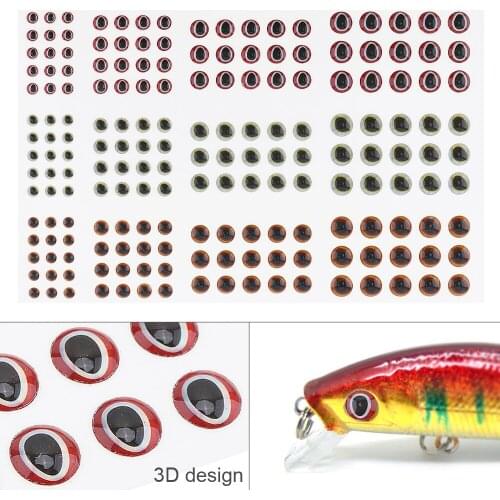 183pcs/lot 3D Fishing Lure Eyes Sticker Red Green Orange 3mm 4mm 5mm 6mm Mixed Fly Tying Artificial Fish Eyes DIY Bait Making