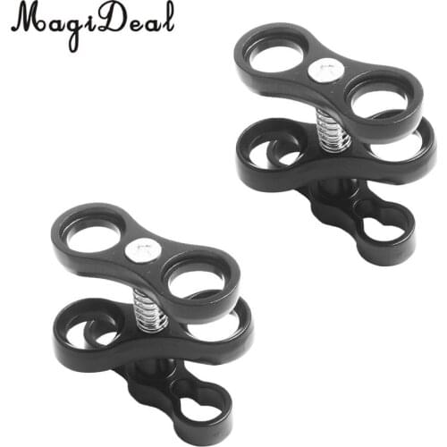 2Pcs Scuba Diving Underwater Camera Torch Ball Joint Butterfly Clip Arm Clamp Mount for Connecting Strobe/Video Light to Housing