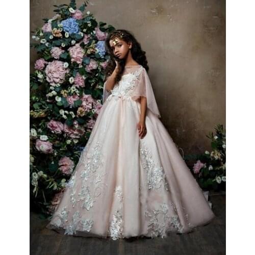 2019 New Arrival African Flower Girl Dresses Lace Applique Scoop A Line Kids Birthday Girls Pageant Dresses