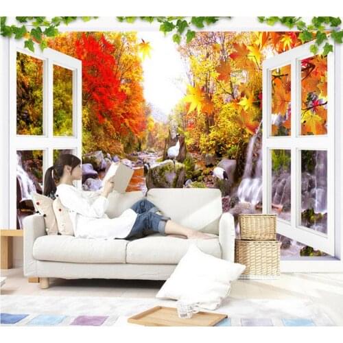 3d wallpaper for room Scenery of autumn leaves on the TV wall mural photo wallpaper Home Decoration