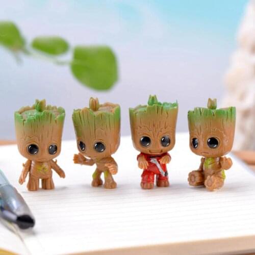 4pcs/set Marvel Guardians of The Galaxy Baby Groot Avengers Tiny Cute Tree Man Model Figure Toys 5cm
