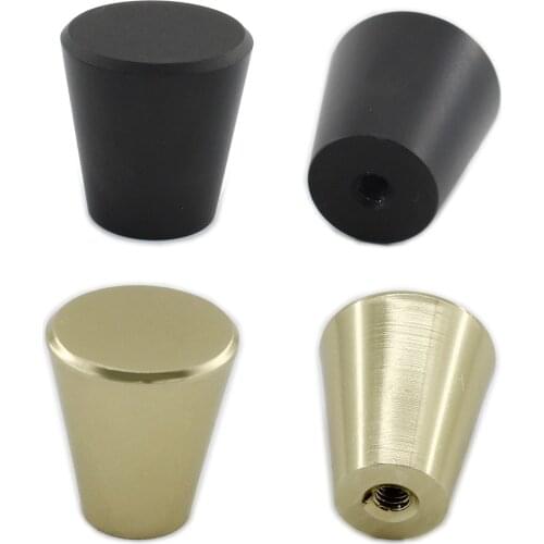 6Pcs Brass Cabinet Knobs Solid Pure Copper Cone Knob Pull Handle for Kitchen Cabinet Drawer Dresser,Gold/Black Knobs with Screws