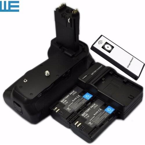 BG-E14 Battery Grip + IR Remote+ LP-E6 Battery Holder+ AA Battery Holder + 2X LP-E6 Batteries + Charger for Canon 70D 80D 90D