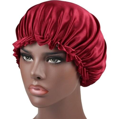 Hair Satin Bonnet for Sleeping Shower Cap Silk Bonnet Bonnet Femme Women Night Sleep Cap Head Cover Flower Elastic Band
