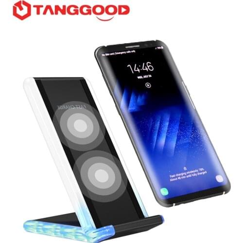 TANGGOOD Wireless Charger 10W Qi Fast Wireless Charger Pad Stand with Breathing Light for Samsung S8 Plus S7 S6 iPhone X 8 Plus