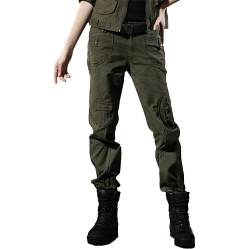 Outdoor Trekking Hiking Pants Women Tool Camping Climbing Hunting Pants Military Camouflage Multi-pockets Slim Tactical Trousers