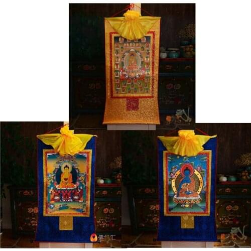 3PCS--Wholesale Buddhist supplies -60 CM Thang-ga Thangka -Buddhism efficacious Protection Sakyamuni The Buddha art