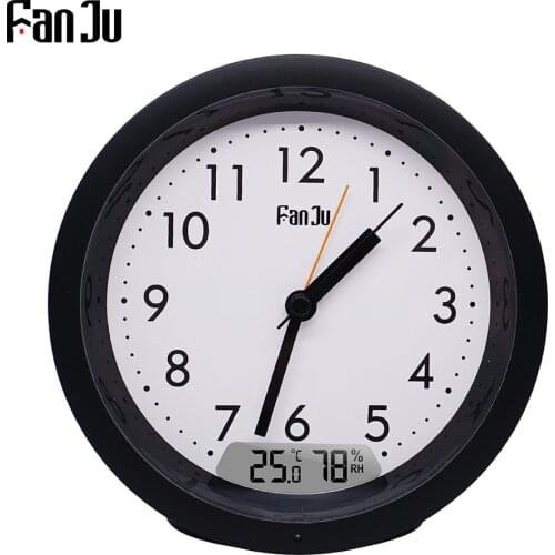 FanJu FJ5132 Alarm Clock Modern Design Digital Temperature Humidity LED Light Desk Table Clocks For Home Living Room Office Time