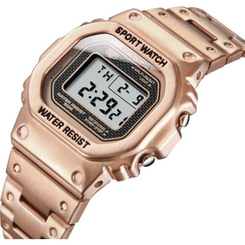 Luxury Men Steel Belt LED Digital Watch Women Fashion Casual Waterproof Multifunction Watches For Gift Clock Relogio Masculino