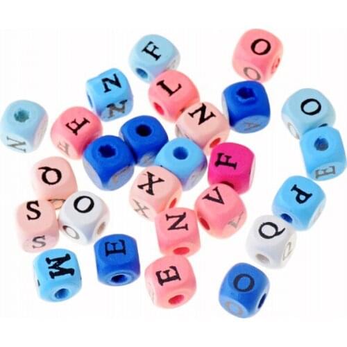 Hot 50pcs 10mm Alphabet A-Z Letter Square Charm Wood Spacer Beads Wooden Beads For Baby Smooth Jewelry Making DIY