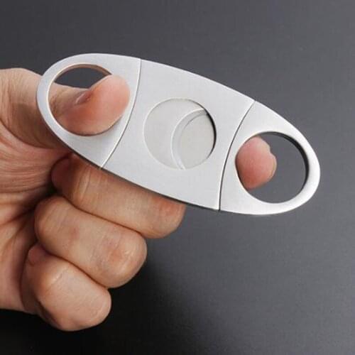 Double Edge Cigar Cutter Silver Portable Stainless Steel Smoking Accessories Pocket Cigar Cutter Cigar Accessories