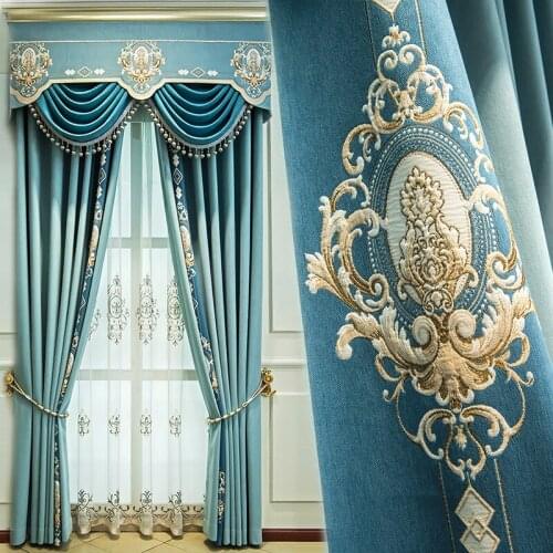 European Luxury Atmosphere 2021 New American Retro Solid Color Stitching Curtain Fabric Curtains for Living Dining Room Bedroom