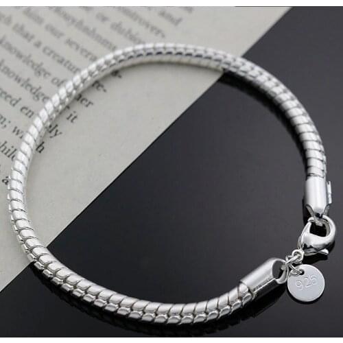 Hot sale fashion 925 sterling silver Bracelet for woman classic Snake bone chain Wedding party Gifts Street all-match jewelry
