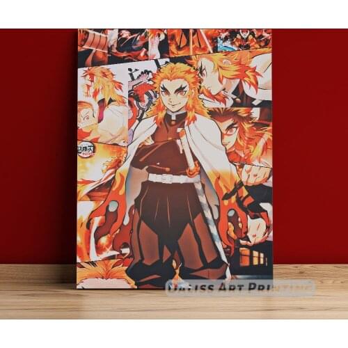 Canvas Anime Kyoujurou Demon Slayer Pictures Home Decoration Paintings Poster HD Prints Wall Art Modular Living Room Framed