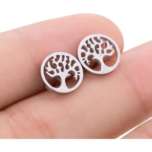 Personality Design The Tree of Life Men Women Earring 2021 Trend Stainless Steel Gold Plated Earring Fit Men Women Party Jewelry