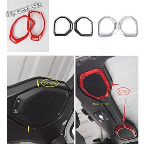 Lapetus Roof Speaker Sound Audio Cover Accessories Interior Trim Red Matt Carbon Fiber ABS Fit For Jeep Wrangler JL 2018 - 2020