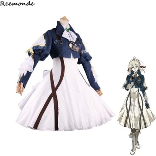 Anime Violet Evergarden Cosplay Costume Veil Little Dresses Full Set Blonde Synthetic Wigs Hair For Adult Woman Girls Clothes