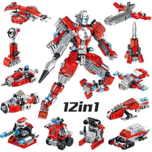 12 In 1 Building Blocks City Engineering Vehicle Compatible With children Transformation Robot birthday new year gift