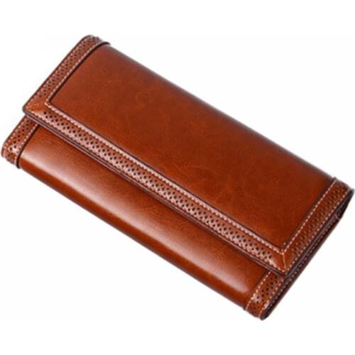 Genuine Leather Women Wallets Women Purses Luxury Designer Female Wallets Long Coin Purse Phone Pocket Ladies Purse Trifold