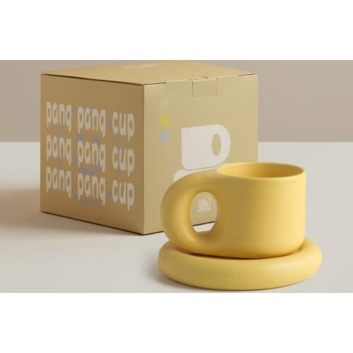 Creative Mug Coffee Cup Handmade Fat Handle Ceramic Mugs Personalized Ceramic Cup Saucer For Coffee Tea Milk Cake Coffee Cup Set