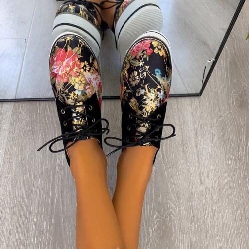 Vulcanize Shoes Sneakers Women Shoes Ladies Floral Print Lace Up Fashion Platform Casual Shoes for Women 2021 Zapatillas Mujer