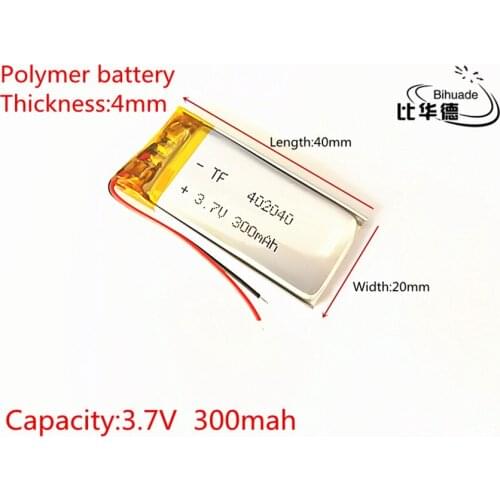 3.7V,300mAH,402040 PLIB polymer lithium ion / Li-ion battery for GPS,mp3,mp4,mp5,dvd,bluetooth,model toy mobile bluetooth