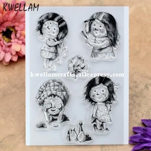 Fashion Girl Cosmetic Flower Scrapbook DIY photo cards rubber stamp clear stamp transparent stamp 10x15cm KW8010225